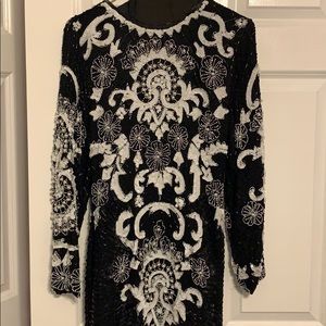 Vintage black and white sequin dress
